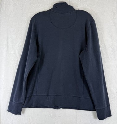 LL Bean Cozy Sweatshirt XL Navy Blue Full Zip Jacket Mock Neck Womens