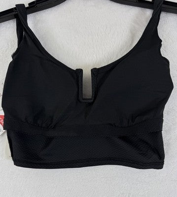 Calia Swim Top XS Longline Bikini Black U Bar Womens Swimwear New NWT