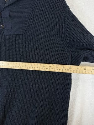 Duluth Trading Company Sweater Mens Medium Brigadier Shawl Neck Navy Blue Cotton