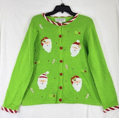 Tiara International Christmas Sweater XL Womens Holiday Santa Ugly Embellished