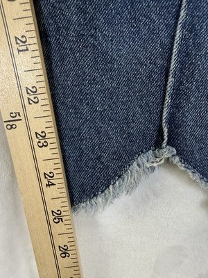 Hidden Jeans 27 Crop Seamed High Rise Straight Leg Raw Hem Blue Womens Denim