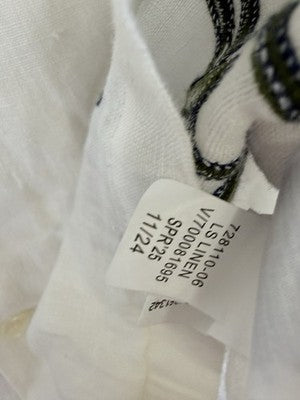 Gap Linen Shirt Womens Large Tall Long Sleeve White Button Up Embroidered New