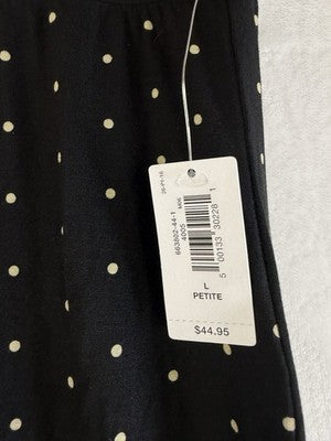 Gap Body Pajama Pants Large Petite Black Polka Dot Modal Knit New NWT