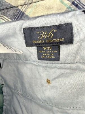 Brooks Brothers Shorts 33 Mens India Madras Plaid Blue 10.5” 100% Cotton