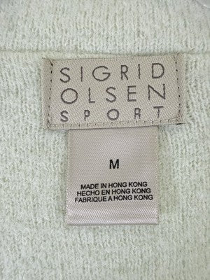 Sigrid Olsen Cardigan Sweater Medium 100% Wool Jacket Blazer Green Button Womens