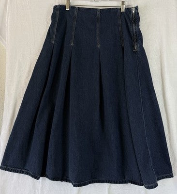 Pilcro Anthropologie Denim Midi Skirt Pleated 14 Womens Dark Blue