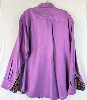 Robert Graham Shirt 2XL Long Sleeve Mens Purple Iridescent Button Up Flip Cuffs