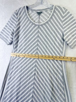 T By Talbots Dress Medium Petite Short Sleeve Gray French Terry A Line Women MP