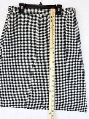 Talbots A Line Skirt 6 Black White Check Wool Blend Lined Pencil Womens