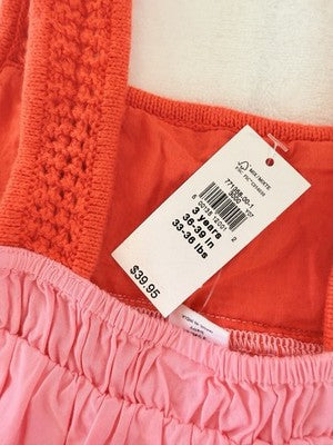 Baby Gap Dress 3T Summer Crochet Sleeveless Pink Fit Flare Sundress Girls New