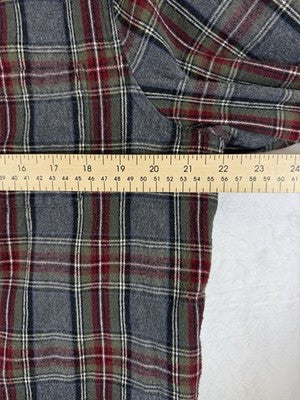 LL Bean Women's Scotch Plaid Flannel Shirt Large Button Up Gray Relaxed Fit Top