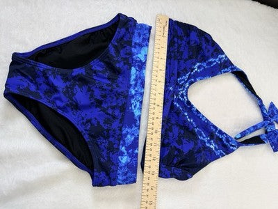 Venus Bikini Top Bottoms Medium Top 4 Bottom Blue Halter Triangle
