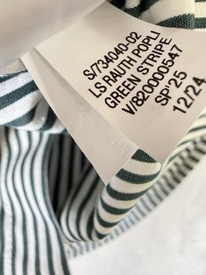 Gap Mens Shirt XS Button Up Cotton Poplin Classic Green White Striped Button New