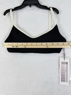 Calia Swim Top XS Strappy Black White Bikini Ribbed Textured New NWT
