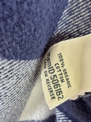 LL Bean Flannel Shirt Womens Large Blue Plaid Organic Cotton Long Sleeve Button