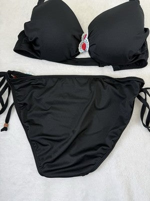 Venus Bikini Set Top C Bottom 10 Black Halter Underwire Womens Swim Swimwear