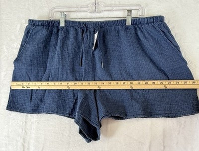 Gap Cotton Gauze Easy Shorts XL Womens Blue Pull On 3.5” New NWT