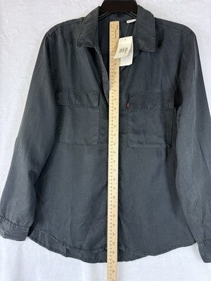 Levis Doreen Utility Shirt Medium Womens Gray Roll Tab Lyocell Button New NWT