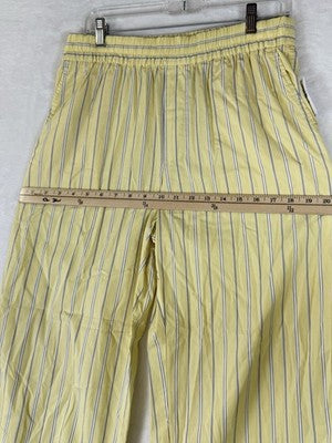 Gap Easy Wide Leg Pants Small Petite Womens Cotton Poplin Yellow Stripe New