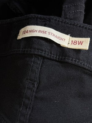 Levis 724 High Rise Slim Straight 18W Womens Black Plus Size Levi’s New NWT