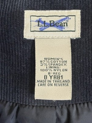 LL Bean Corduroy Jacket Womens 8 Navy Blue Blazer