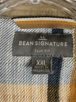 LL Bean Signature Heritage Textured Flannel Shirt XXL Plaid Slim Fit 514244