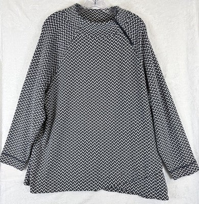 T By Talbots 2X Tops Long Sleeve Mock Neck Pullover Knit Plus Size Blue