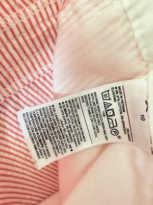 Old Navy Everyday Shorts 10 Womens 4” Pink White Striped Cotton Stretch