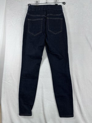Lands End Mid Rise Pull On Skinny Jeans 2 Dark Blue Womens Denim