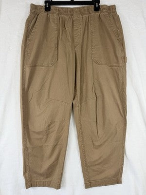 Old Navy High Rise Pulla Utility Pants XL Womens Brown Pull On Cotton Stretch
