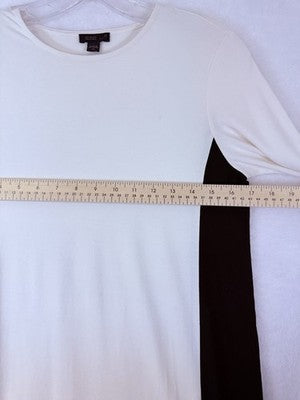 J Jill Wearever XS Top Long Sleeve Jersey Knit Ivory Black Tunic Womens