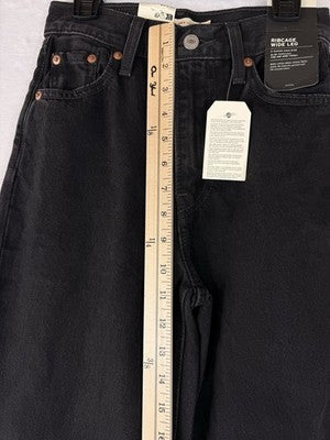 Levis Ribcage Wide Leg Jeans 23 Black High Rise Jeans 23x34 Levi’s New NWT
