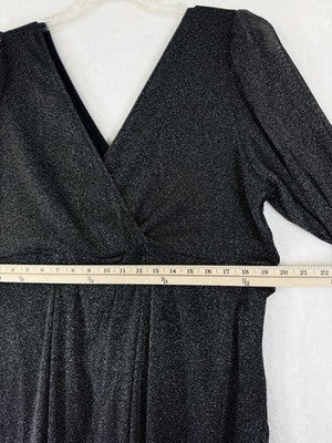 Torrid 3 Top Faux Wrap Black Metallic Tie Waist 3X Plus Size Long Sleeve V Neck