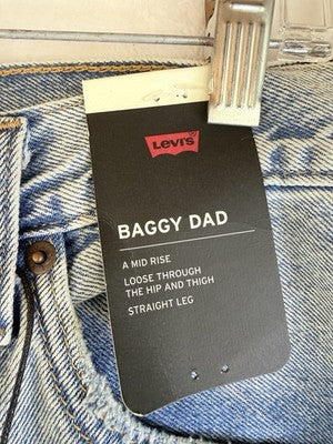 Levis Baggy Dad Jeans 29x34 Womens Mid Rise Straight Leg Light Blue New NWT