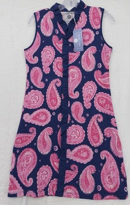 Ana Claire Dress Small Sleeveless Ruffled Tank Pink Blue Paisley Women New NWT