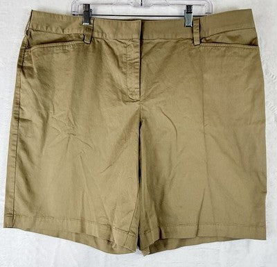 Lands End Shorts 20w Chino Mid Rise Tan Beige 10” Plus Size Womens