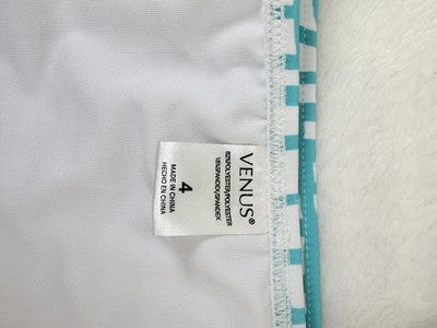 Venus Bikini Set Small Top 6 Bottom 4 White Aqua Blue Lift Wrap Swimsuit Womens
