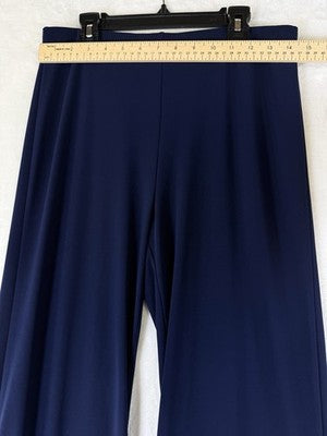 Clara Sun Woo Medium Pants Signature Side Slit Blue Knit Pull On Stretch Womens