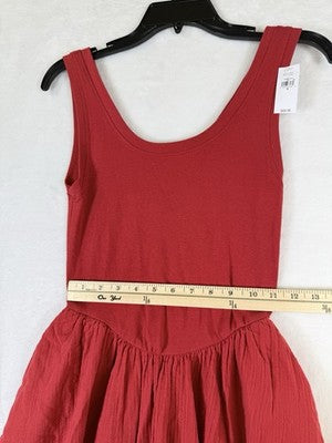 Gap Dress Small Red Women Sleeveless Fit & Flare Tank Mixed Media New NWT