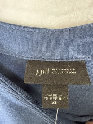 J Jill Wearever Dress Medium XL Blue Sleeveless Shift Long Knit Womens New NWT