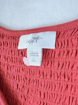 J Jill Large Tall Dress Midi Fit And Flare Knit Pink Sleeveless Ruched Women