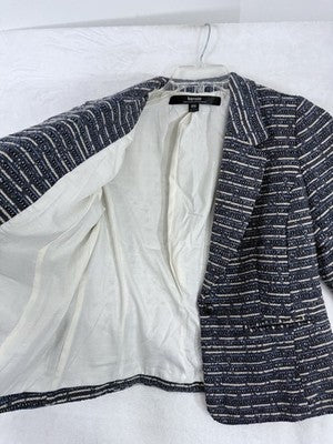 Kensie Jacket Medium Blazer Gray Blue Tan Tweed 1 Button Blazer Womens