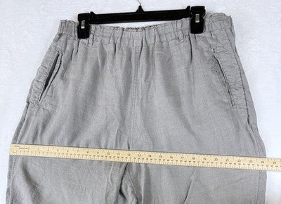 C&C California 100% Linen Pants Large Gray Beige Womens Straight Leg