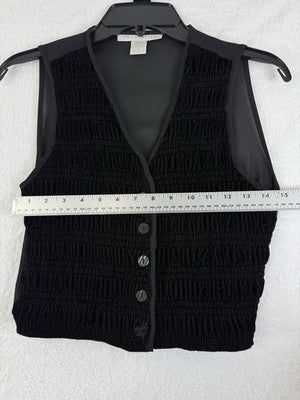 Vintage 90s Womens Small Black Velvet Vest Ruched The Limited Whimsy Goth