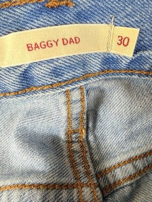 Levis Baggy Dad Jeans 30 Womens 30x30 Light Wash Blue Wide Leg High Rise
