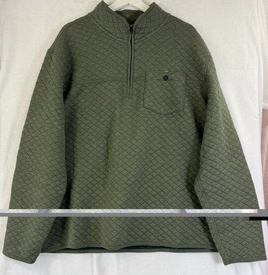 Eddie Bauer 2XL Men Sweatshirt Quilted Pullover 1/4 Zip Green Mock Neck