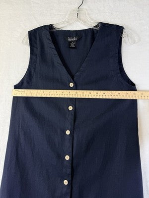 Rafaella Dress 6 Women 100% Linen Blue Sleeveless Button Front Knee Length Shift