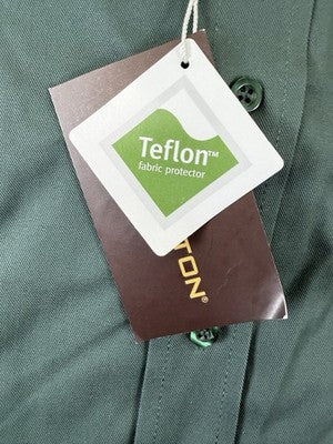 Harrington Shirt Medium Mens Green Short Sleeve Teflon 100% Cotton New NWT