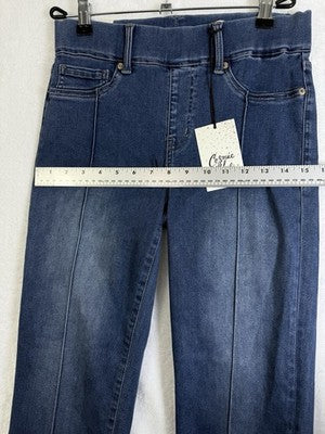 Cosmic Blue Love 27 4 Petite Capri Jeans Mira Pull On Pintuck Blue Women 4P NEW