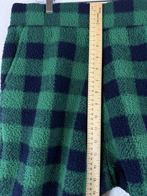 Lands End Sherpa Fleece Pajama Bottoms Large Womens Green Blue Plaid